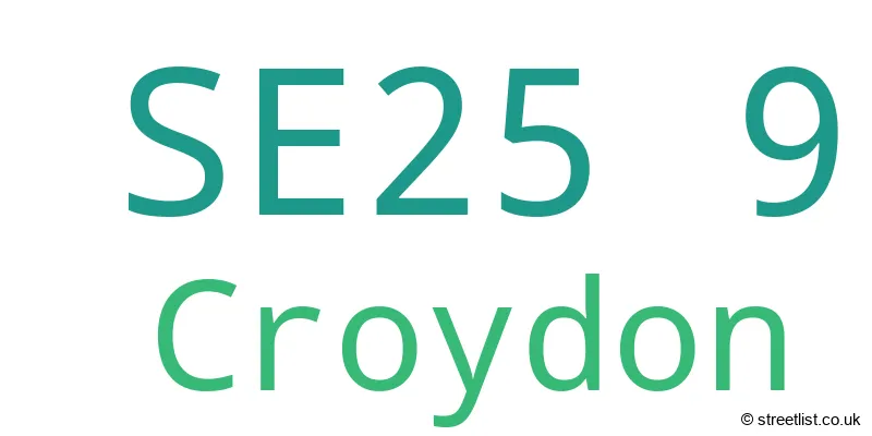 A word cloud for the SE25 9 postcode